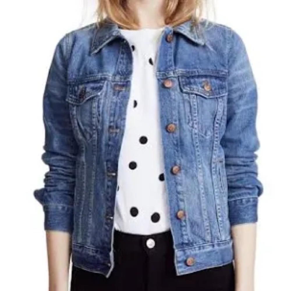 Madewell Jean Jacket Medium Blue Denim Classic Button-Up Pinter Wash Trucker